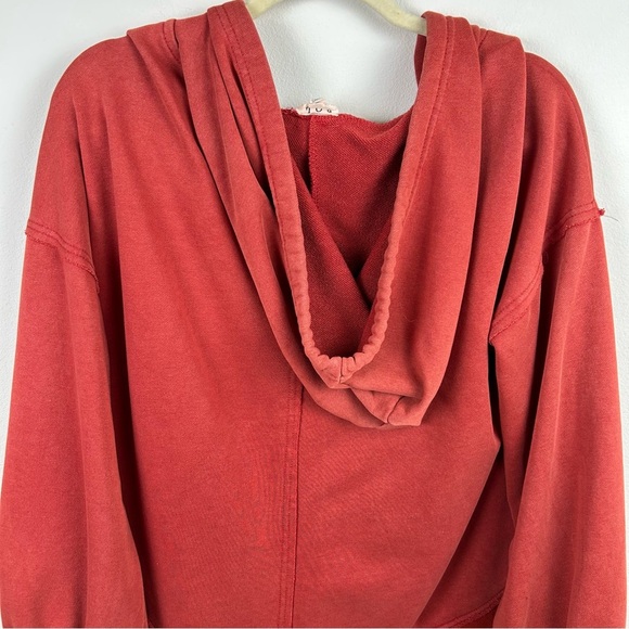 POL Burnt Orange oversized asymmetrical ruffled hem hoodie size: S - Picture 12 of 15